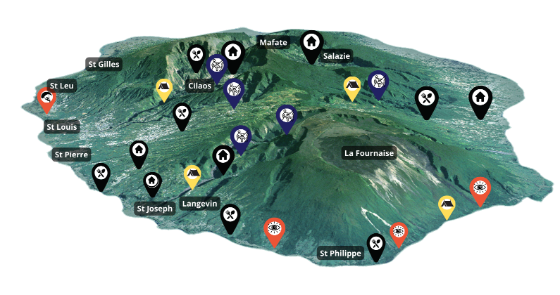 Carte des spots de l'île